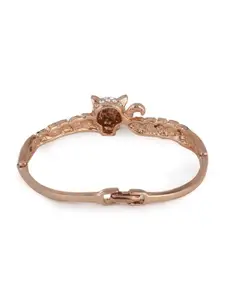 Estele Black & Rose Gold-Plated CZ Studded Bangle-Style Bracelet