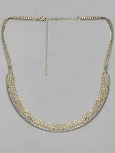 Rubans Gold-Toned Handcrafted Rhinestone Statement Necklace