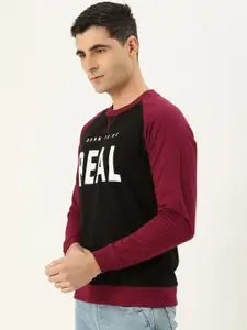 VEIRDO Men Maroon & Black Printed Sweatshirt