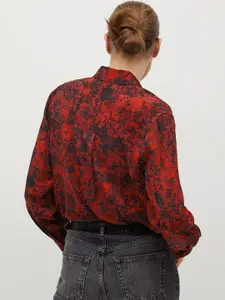 MANGO Women Red & Black Printed Regular Fit Casual Shirt