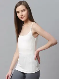 Marks & Spencer Women Pack of 2 White Self Design Thermal Camisole