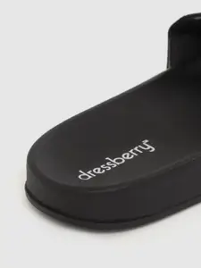 DressBerry Women Black & White Striped Sliders