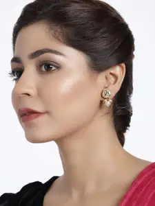 AccessHer Gold-Plated White Kundan Studded Vilandi Geometric Studs