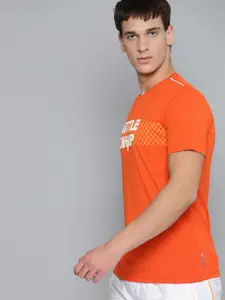 HRX By Hrithik Roshan Men Orangeade Typographic Rapid-Dry Antimicrobial Anti-Static Racketsport Tshirt