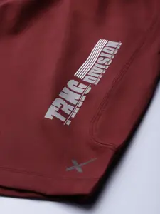 HRX By Hrithik Roshan Men Zinfandel Colourblock Regular Fit Rapid-Dry Antimicrobial Training Shorts