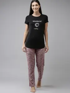 Van Heusen Women Printed Round Neck Short Sleeve Lounge T-Shirt