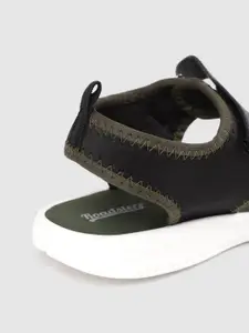 The Roadster Lifestyle Co Women Black  Olive Green Solid Sports Sandals