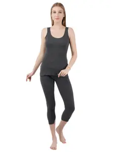 BODYCARE INSIDER Women Charcoal Grey Solid Thermal Top