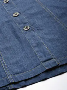 Chemistry Women Blue Solid A-Line Denim Skirt With waist Tie -Up Detail