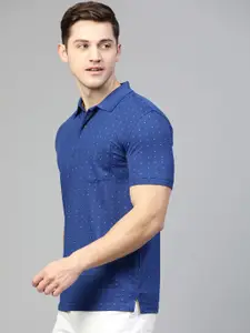 Allen Solly Men Blue Printed Polo Collar T-shirt