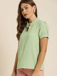 all about you Green Top with Beads Embellishment