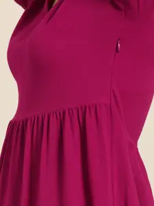all about you Women Pink Solid Fit and Flare Dress