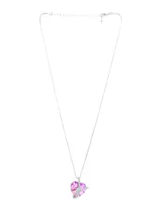 Yellow Chimes Rhodium-Plated Purple Swarovski Crystal Pendant With Chain
