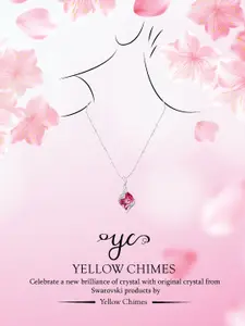 Yellow Chimes Rose-Gold Plated Pink Swarovski Pendant With Chain