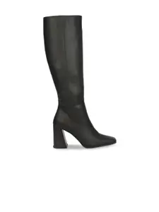 Truffle Collection Women Black Solid Heeled Boots