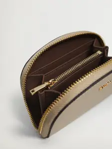 MANGO Women Beige Solid Zip Around Wallet