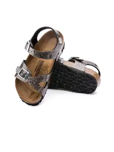 Birkenstock Rio Cosmic Sparkle Black Multi Narrow Width Birko-Flor With An Ankle Strap