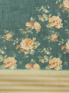 Saree mall Green & Peach-Coloured Floral Print Saree