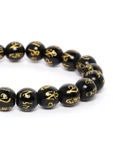 YouBella Black & Gold-Toned Beaded Elasticated Bracelet