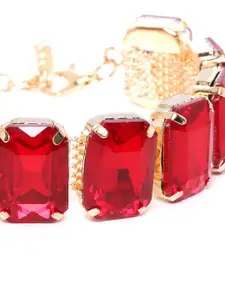 YouBella Red Gold-Plated Stone Studded Bracelet