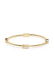 Estele Women White & Gold-Plated Austrian Crystal Bangle-Style Bracelet