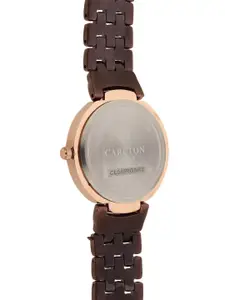 Carlton London Women Brown & Rose Gold Analogue Watch