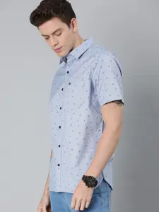 WROGN Men Blue Slim Fit Printed Casual Shirt