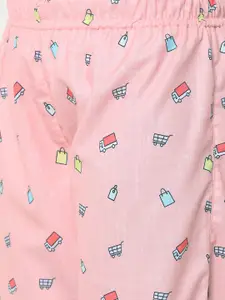 FashionRack Women Pink Printed Lounge Pants