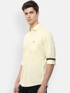 Louis Philippe Jeans Men Yellow Slim Fit Solid Pure Cotton Casual Shirt