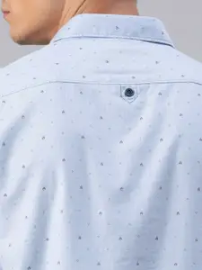 Louis Philippe Sport Men Blue Slim Fit Ditsy Printed Casual Shirt