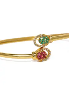 Zaveri Pearls Gold-Plated Cubic Zirconia Studded Kada Bracelet