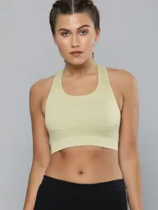 HRX By Hrithik Roshan Women Desert Sage Solid Seamless Rapid-Dry Antimicrobial Yoga Sports Bra