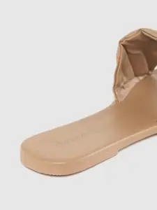 DressBerry Women Camel Brown Quilted Open Toe Flats