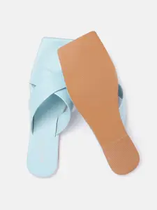 DressBerry Women Blue Solid Open Toe Flats