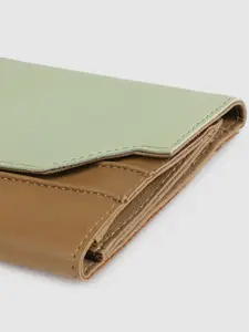 Baggit Women Grey & Tan Brown SENDY Colourblocked Three Fold Wallet