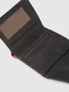 Baggit Women Orange & Grey Colourblocked Three Fold Wallet
