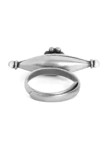 Rubans Oxidised Silver-Plated Handcrafted Geometric Shape Adjustable Finger Ring