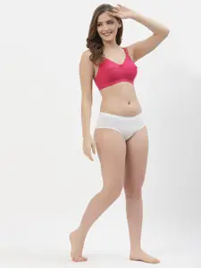 Floret Women Pack Of 2 Magenta & Black Solid Non-Wired Non-Padded Everyday Bra T3061_