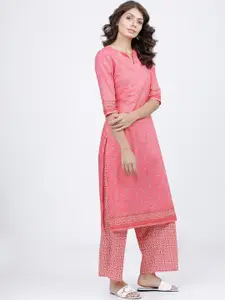 Vishudh Women Pink Printed Straight Kurta