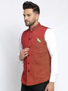 KLOTTHE Men Orange Nehru Jacket
