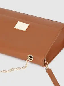 Allen Solly Tan Brown Solid Satchel