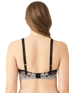 Wacoal Black & Off-White Medium-Coverage Lace Bra 65191