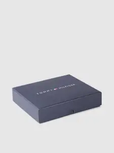 Tommy Hilfiger Men Coffee Brown Leather Checked Textured Two Fold Wallet