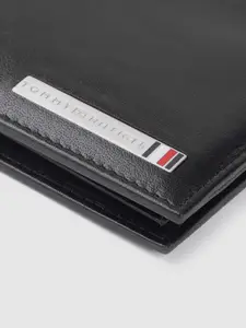 Tommy Hilfiger Men Black Solid Leather Two Fold Wallet