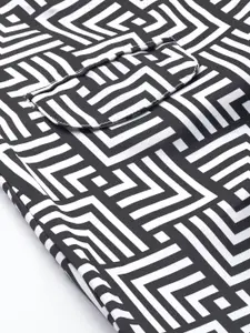 Jompers Women White and Black Printed Smart Casual Blazer