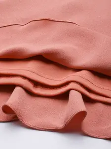 AND Women Peach-Coloured Solid A-Line Dress