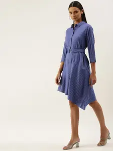 AND Women Blue  & White Striped  High -Low A-Line Dress