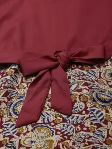 Deewa Maroon & Beige Ethnic Printed Maxi Dress