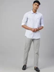 Allen Solly Men White & Blue Modern Fit Checked Casual Shirt