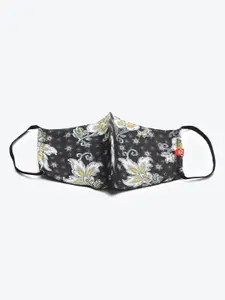 Biba Women Black  Blue Pure Cotton Printed Tiered A-Line Dress